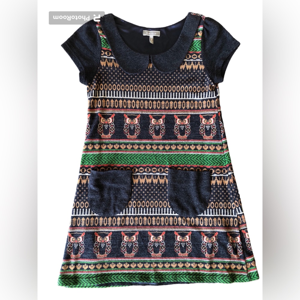 Gracia Knit Dress Owl Size Medium
